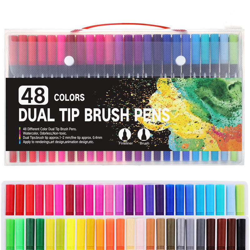 Soft-tip Watercolor Pen Double-headed Marker Pen Set For Children's Kindergarten Dual-purpose Thickness