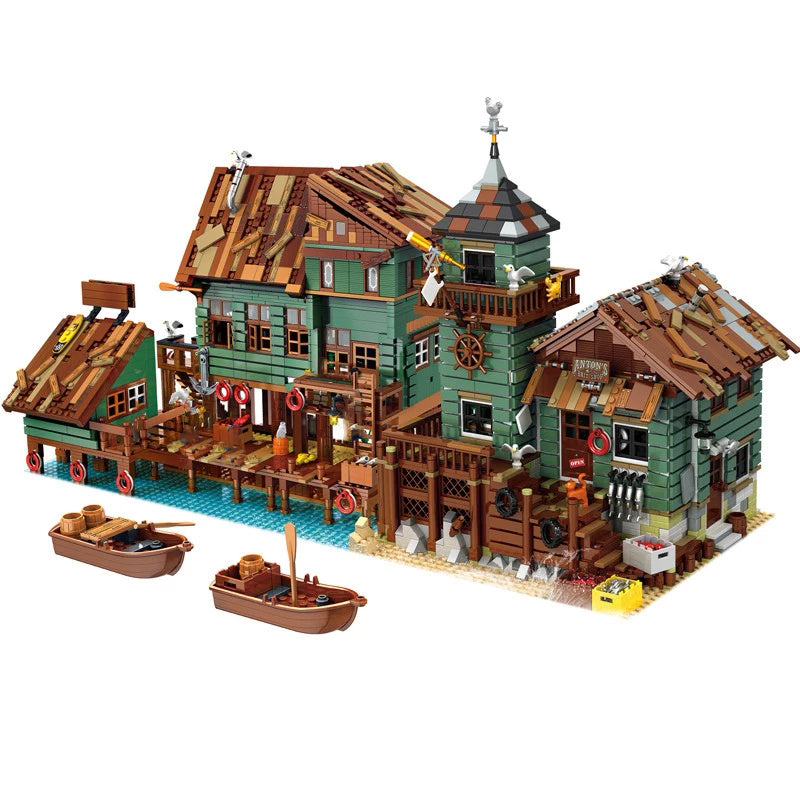 Blocs de briques de la série Old Fishing House, jouets Captain's Wharf pour enfants, cadeaux de noël
