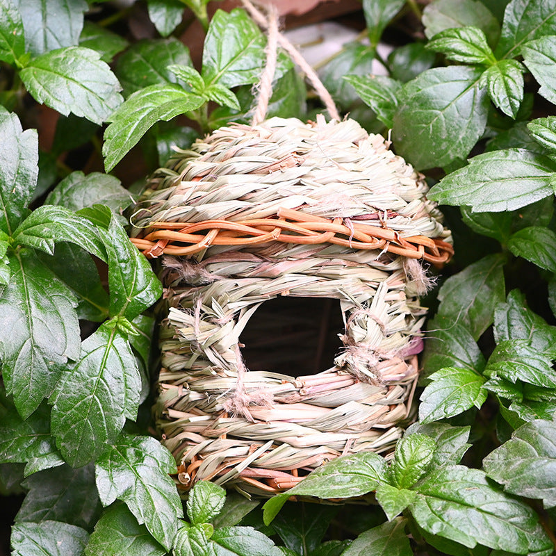 Nid d'oiseaux en paille créatif, Cage à oiseaux en paille tissée à la main, artisanat