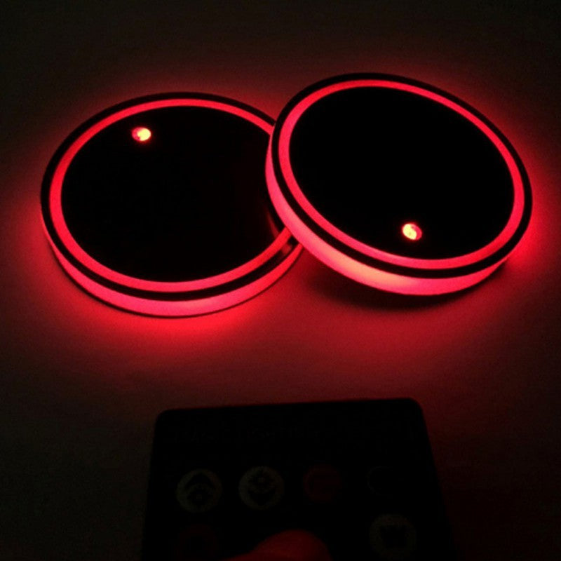 Car LED Luminous Water Cup Non-slip Mat Door Slot