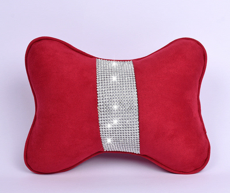 Oreiller de cou de voiture clouté de diamants, Support de taille, intérieur de voiture avec perceuse, appui-tête, Support de taille, fournitures de voiture, strass en velours de peau de cerf