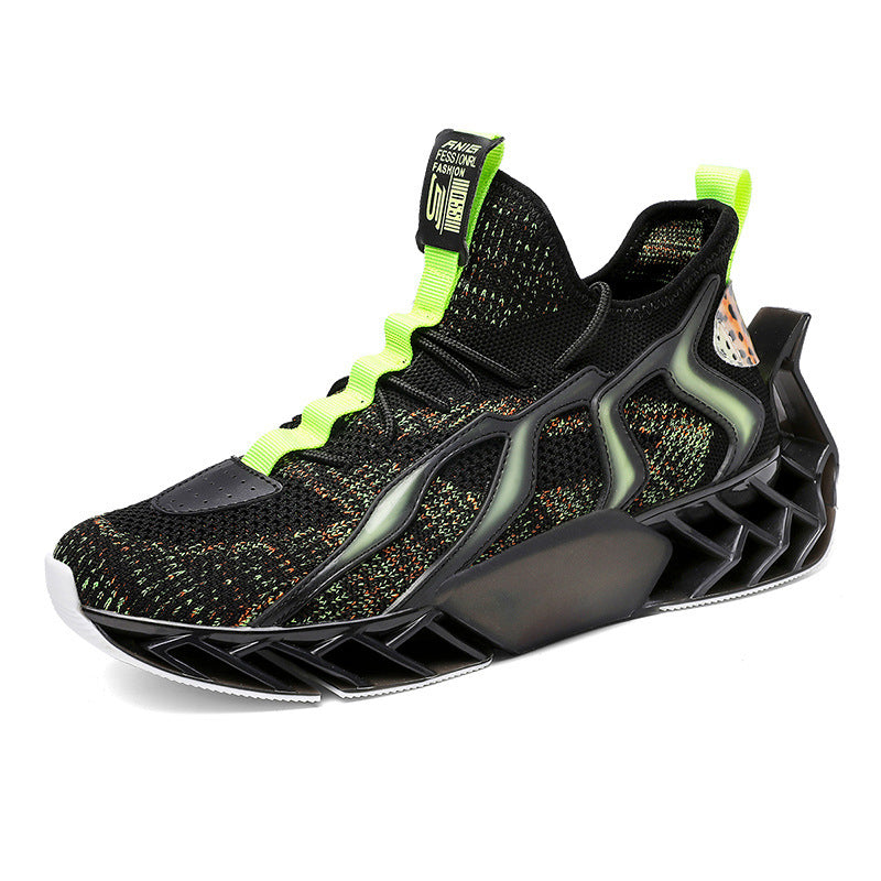 Chaussures de sport à semelle épaisse de loisirs tissées volantes pour hommes