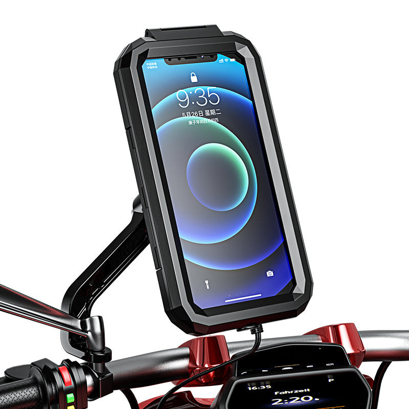 Outdoor Riding Rainproof Charging Mobile Phone Case Holder With Cable Fast Charging