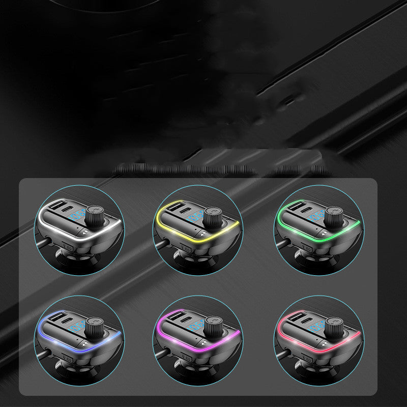 Transmetteur FM Bluetooth, lecteur Bluetooth, lumière d'ambiance colorée, assistant vocal