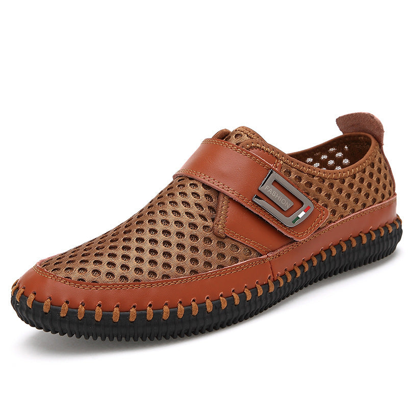 WEH chaussures d'été mocassins plats pour Homme respirant Chaussure décontractée Homme en cuir véritable pilote mocassins mocassins chaussures hommes décontractées