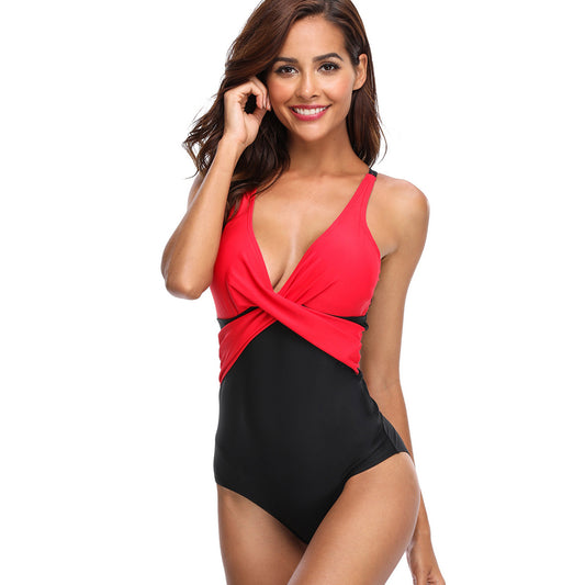 Traje de baño Sexy de una pieza de color sólido, traje de baño para mujer, traje de baño para mujer, Monokini de realce, trajes de baño de cintura alta, ropa de playa