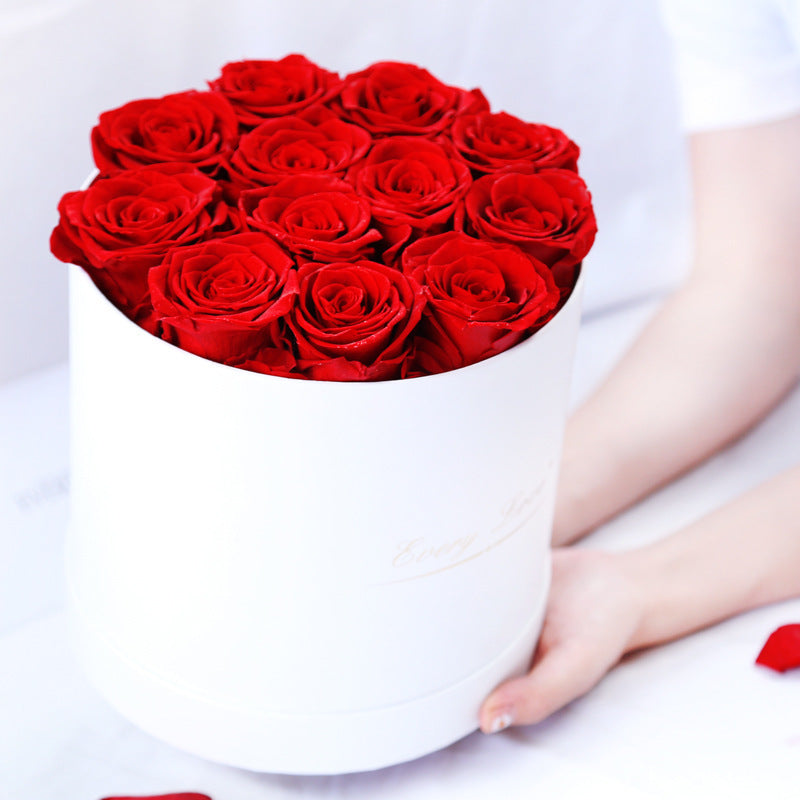 Fleur de vie éternelle Rose immortelle avec seau à câlin, cadeau romantique pour la saint-valentin