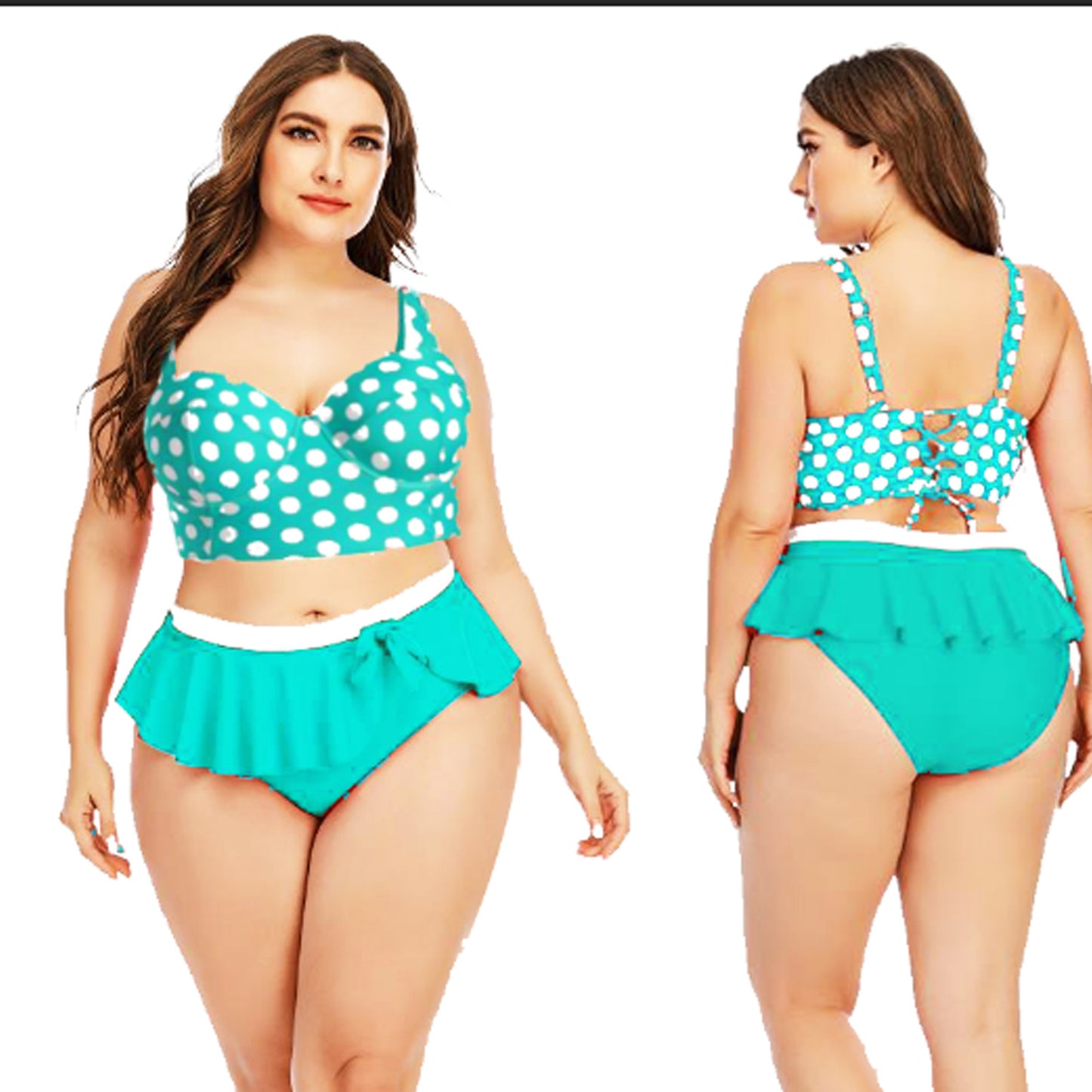 Traje de baño de talla grande para mujer, Bikini Push Up con ondas, conjunto de Bikini para mujer, traje de baño de dos piezas, traje de baño, Vestido de playa