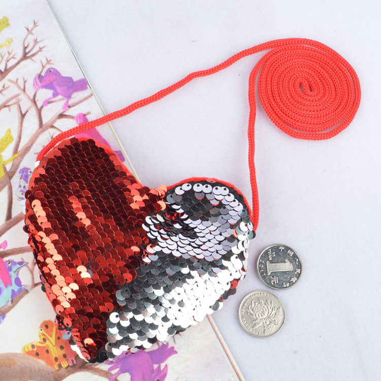 Bolso con cordón con lentejuelas love monederos para niños