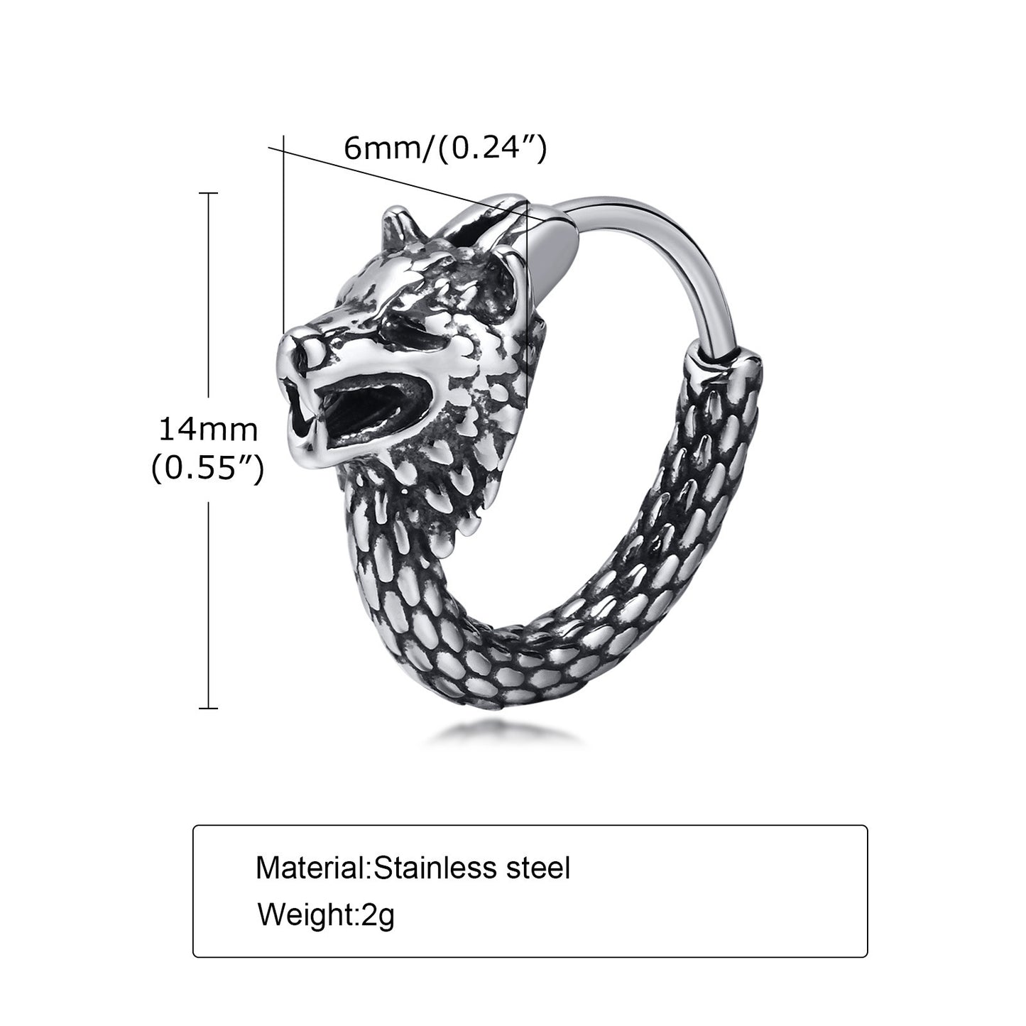 Men's Personality Fashion Retro Stainless Steel Earrings Men's Accessories