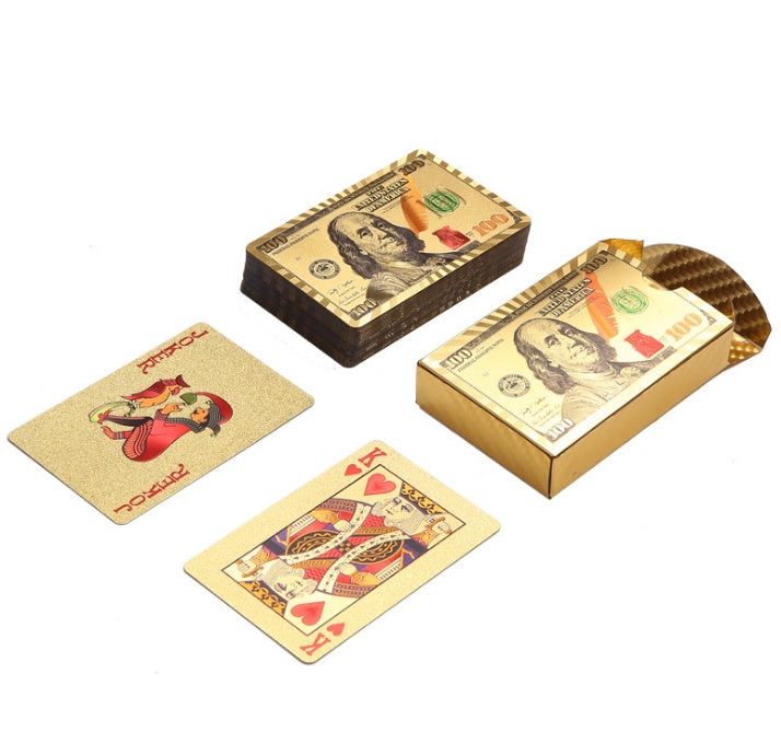 1 Set Golden Playing Cards Deck gold foil poker set Magic ca