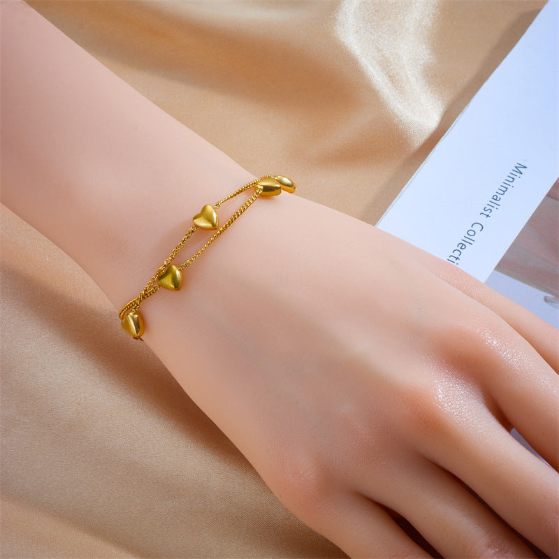 Design A Double Layer Chain Love Minimalist Titanium Steel Bracelet