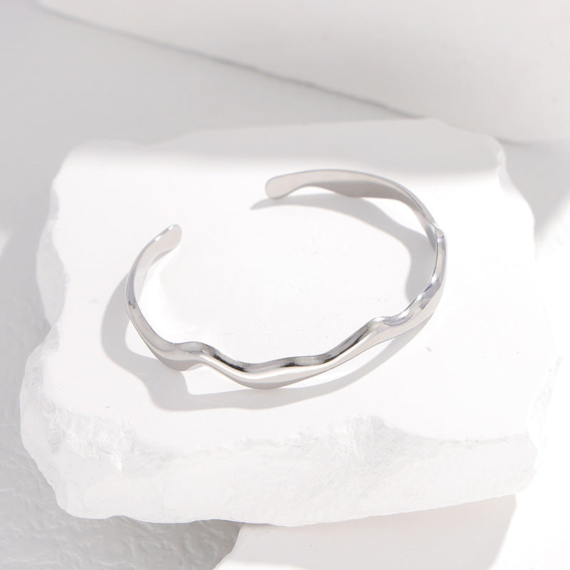 Cross-border Simple Titanium Steel Special-interest Design Wavy Stainless Steel Bracelet Fashion Ornament