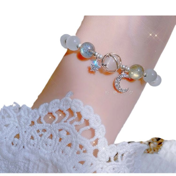 Bracelet opale lavande pour femme, Design d'intérêt particulier, gris clair de lune
