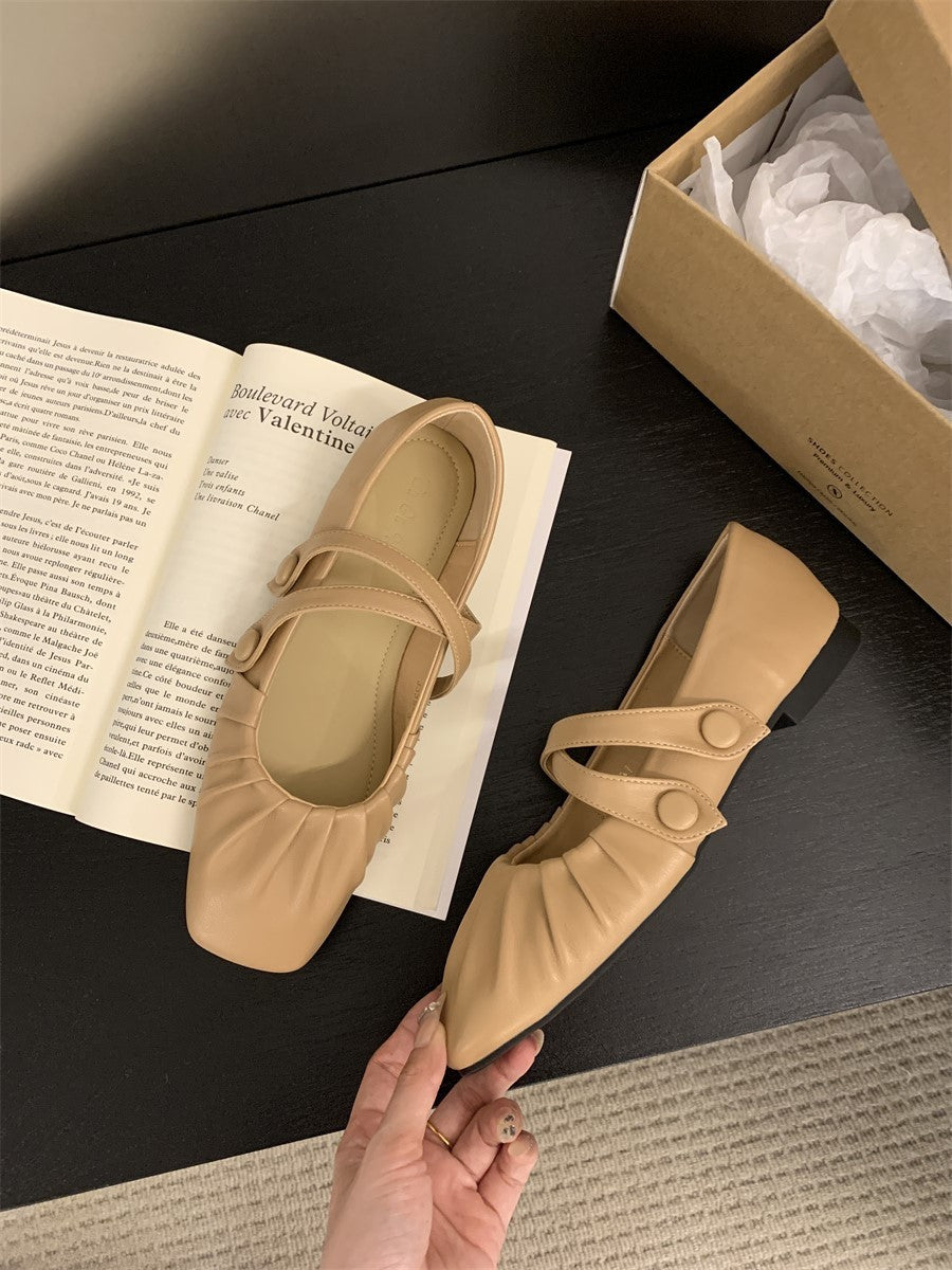 Chaussures Mary Jane rétro à bout carré assorties avec fond souple et surface souple