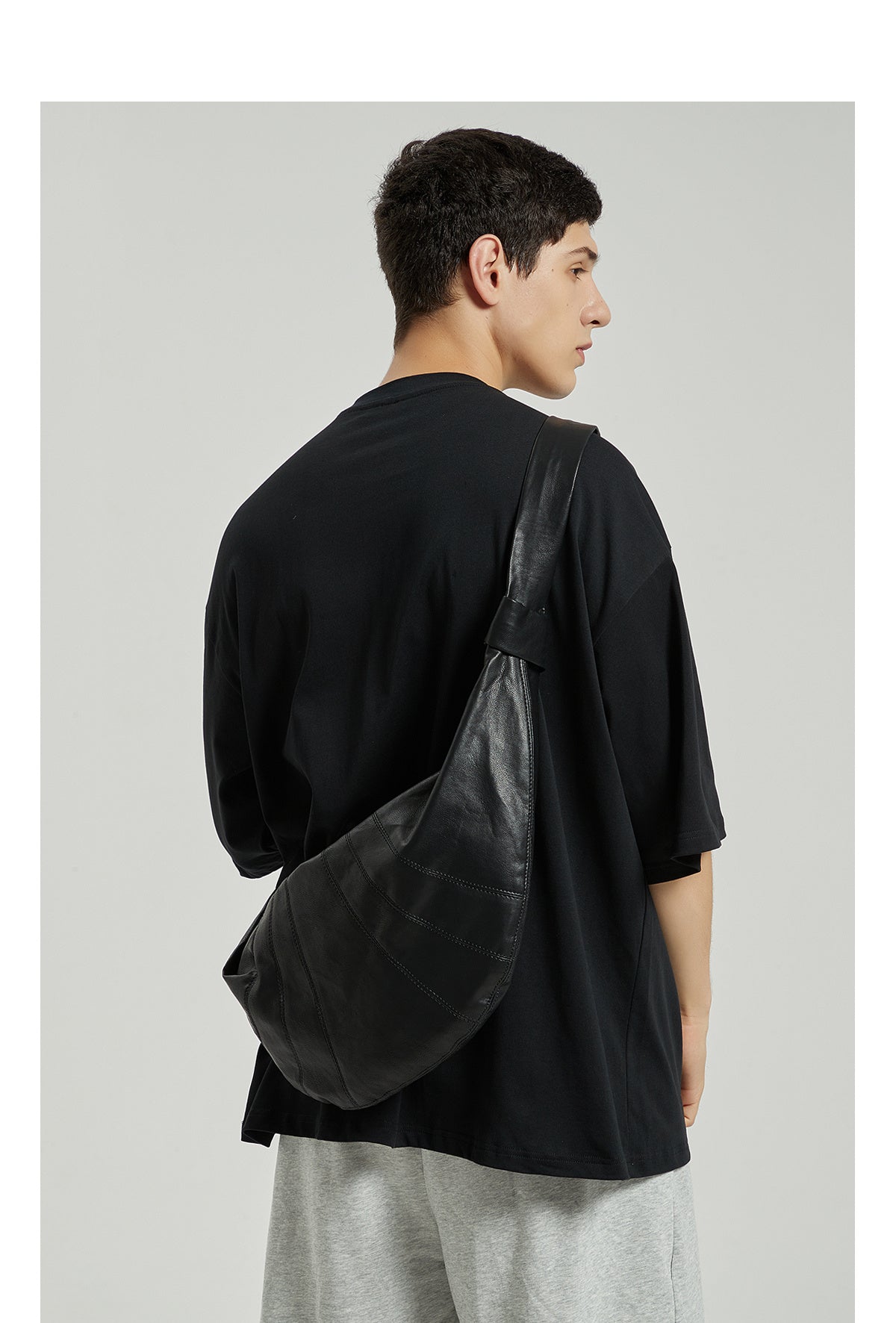 Sac de Dumpling sac de poitrine incliné en cuir pour homme