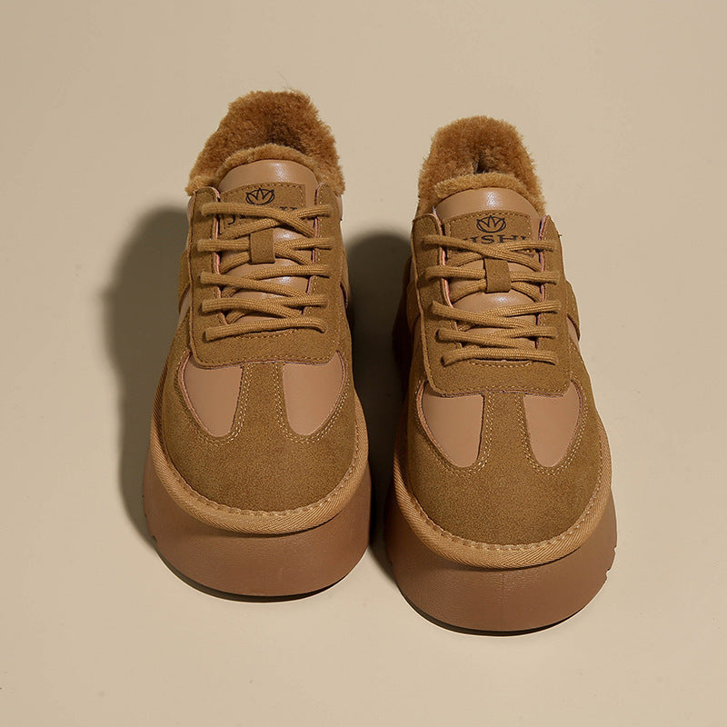 Chaussures rembourrées de coton en cuir véritable à fond épais