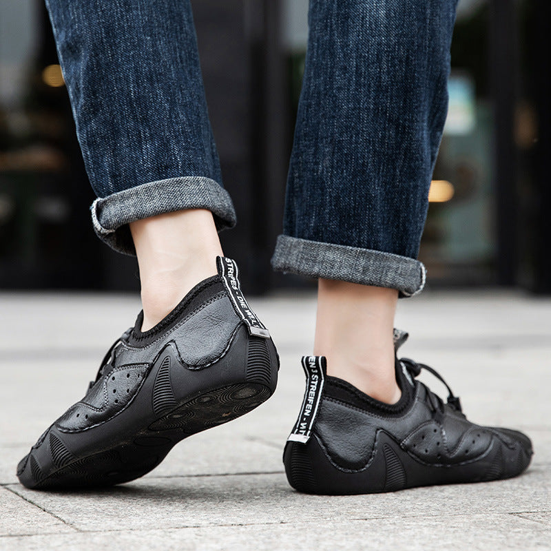 Chaussures en cuir décontractées respirantes et polyvalentes pour hommes