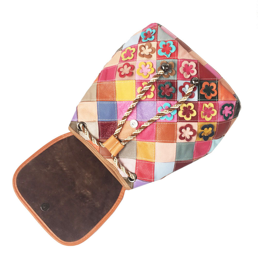 Costura rombo retro bolso de mujer mochila de cuero mochila