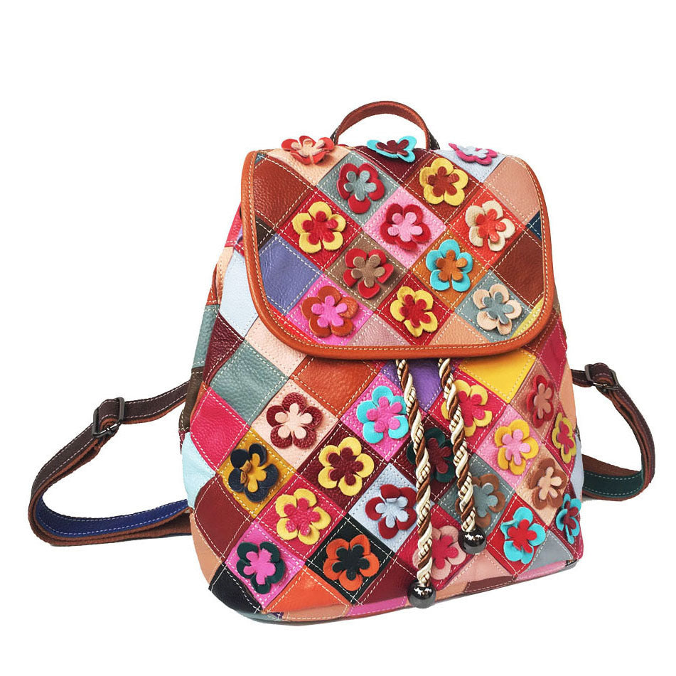 Costura rombo retro bolso de mujer mochila de cuero mochila