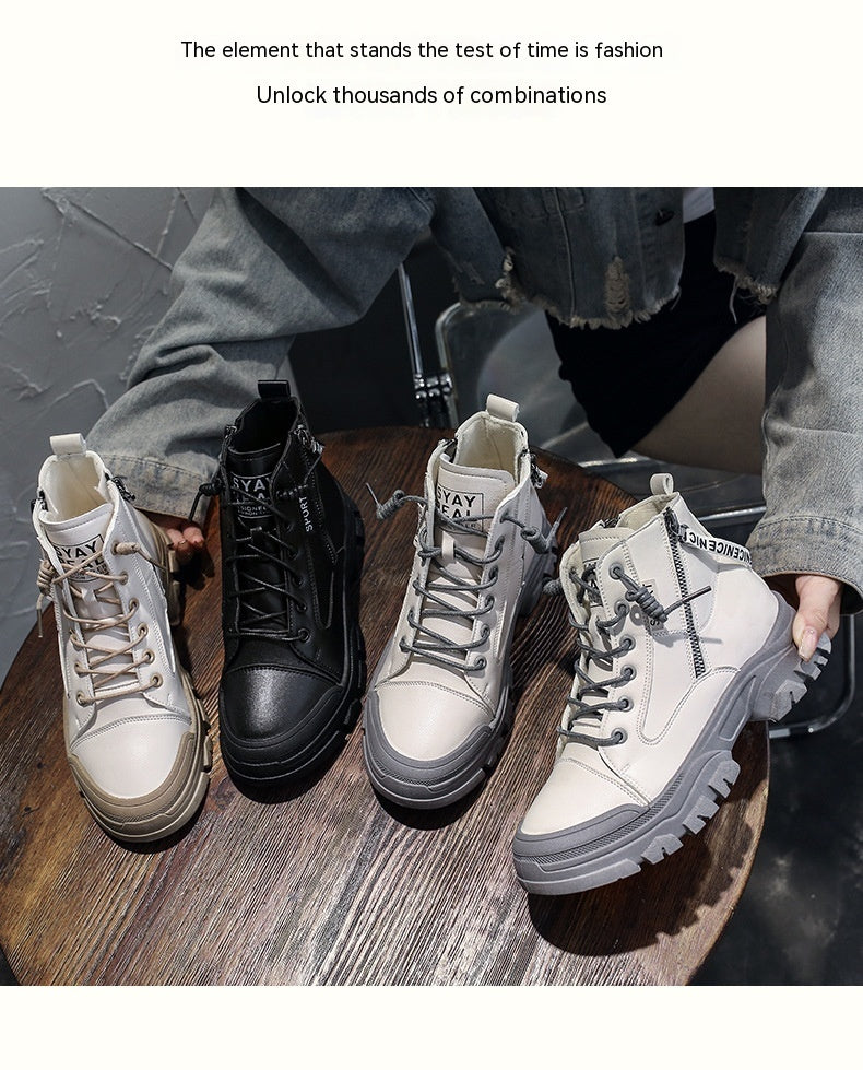 Bottes simples de sport à plateforme décontractées, mode automne, bottes de style britannique