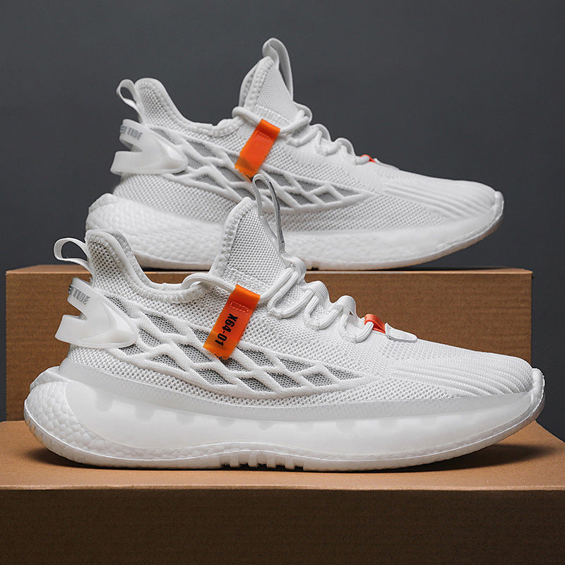 Zapatos deportivos para correr para estudiantes, informales, transpirables, de malla tejida con mosca para hombre