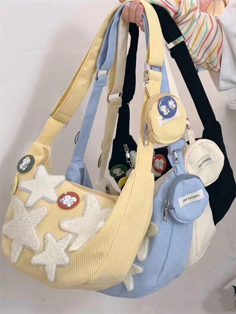 Bolso de pana para mujer, sencillo, combina con todo, informal, Retro