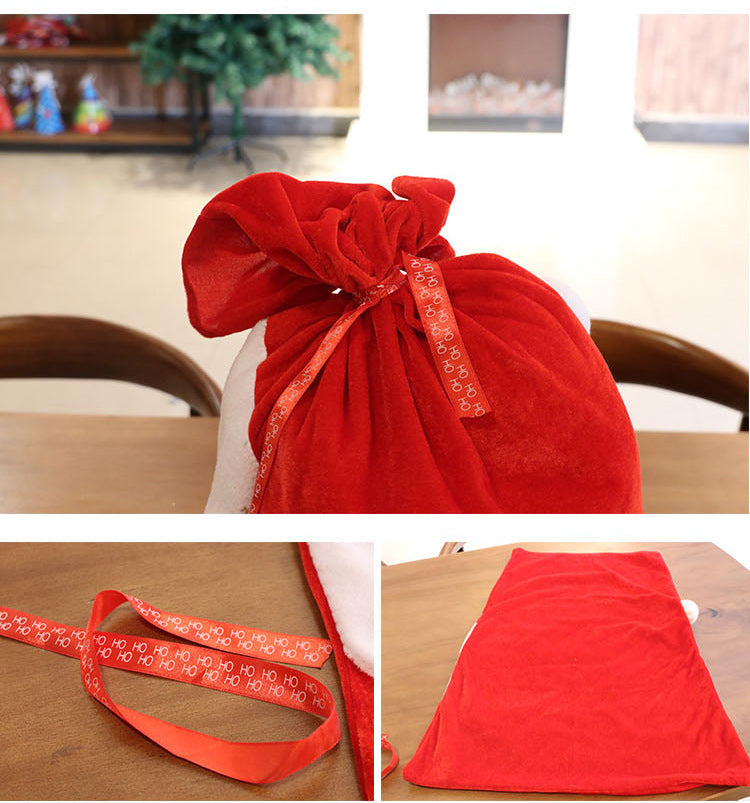 Sac à dos de bonbons en tissu de velours doré du Père Noël