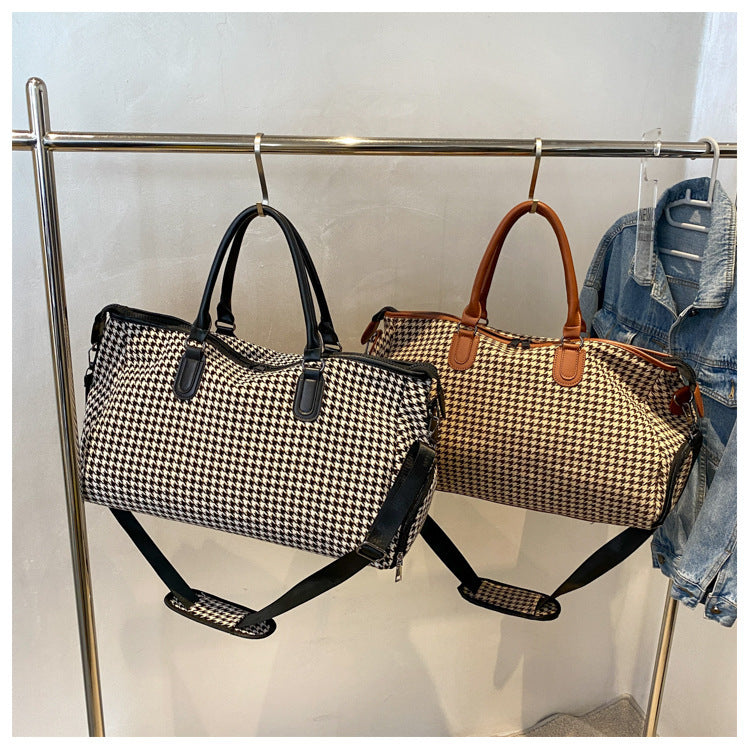 Bolso de viaje con bloques de color a cuadros de gran capacidad para mujer