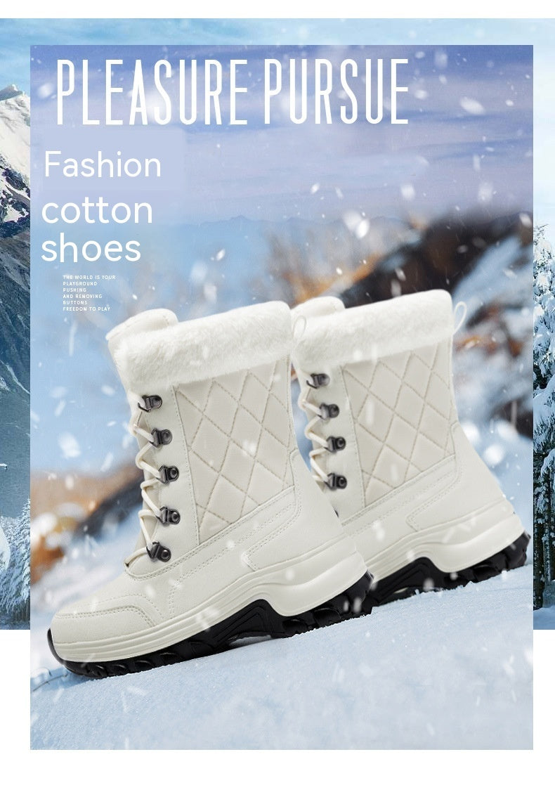 Bottes de neige épaisses et confortables, montantes, chaudes, doublées de polaire, mode hiver pour femmes