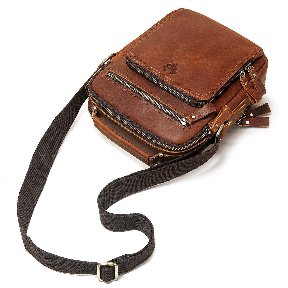 Men's Leather Single-shoulder Crazy Horse Leather Crossbody Bag