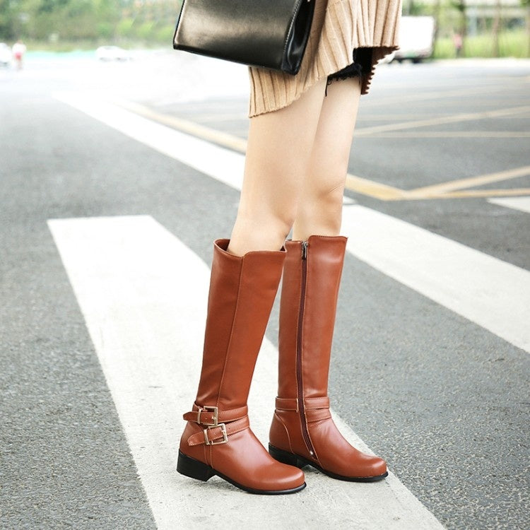 Bottes hautes à talons épais épais pour femmes