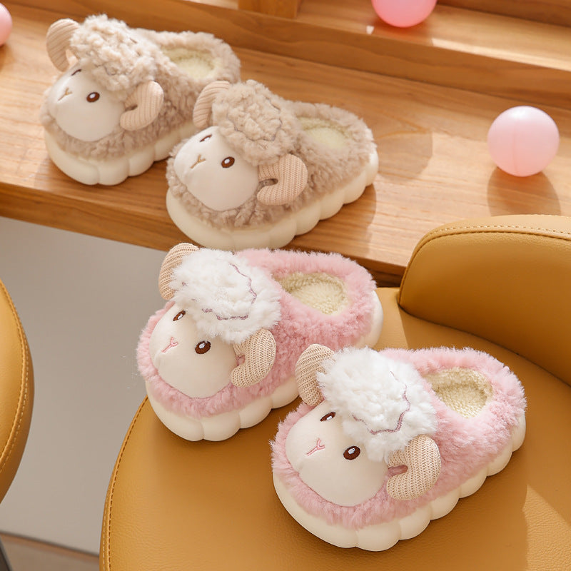 Pantoufles en coton pour enfants, pantoufles moelleuses d'intérieur de dessin animé mignon