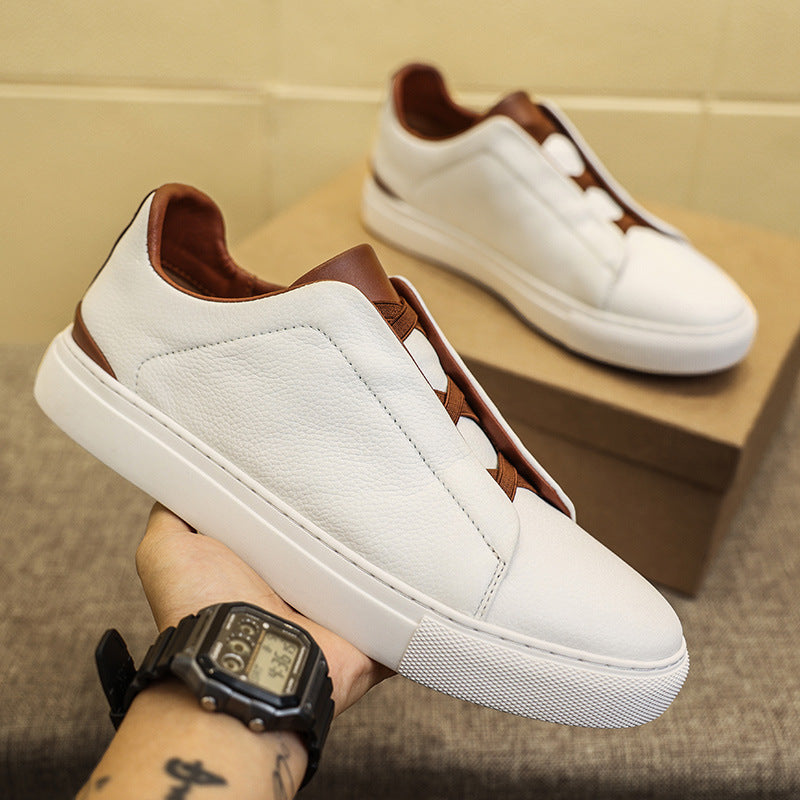 Style coréen de chaussures en cuir de loisirs quatre saisons de peau de vache de première couche