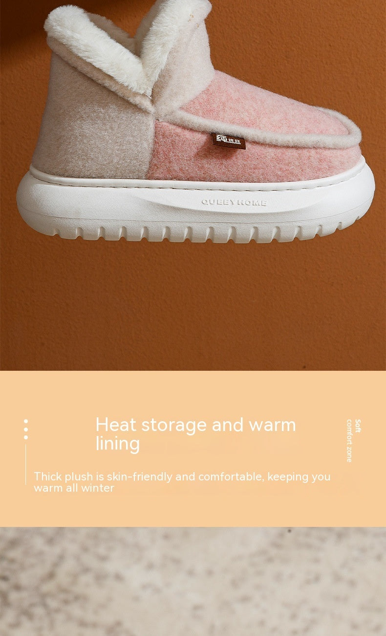 Chaussures montantes à fond épais avec velours pour femmes