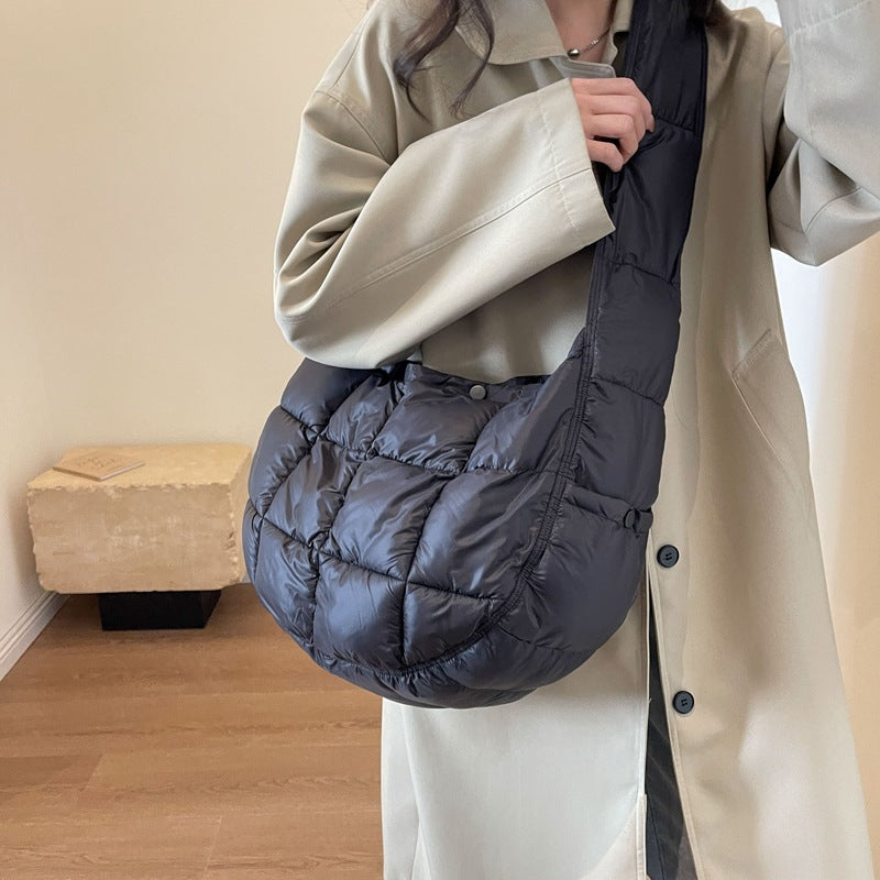 Plaid Large Capacity Down Cotton Bag For Women