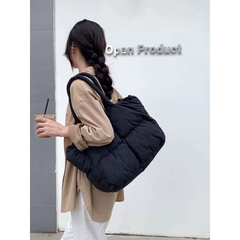 Sac à main en duvet d'oreiller en coton matelassé rhombique