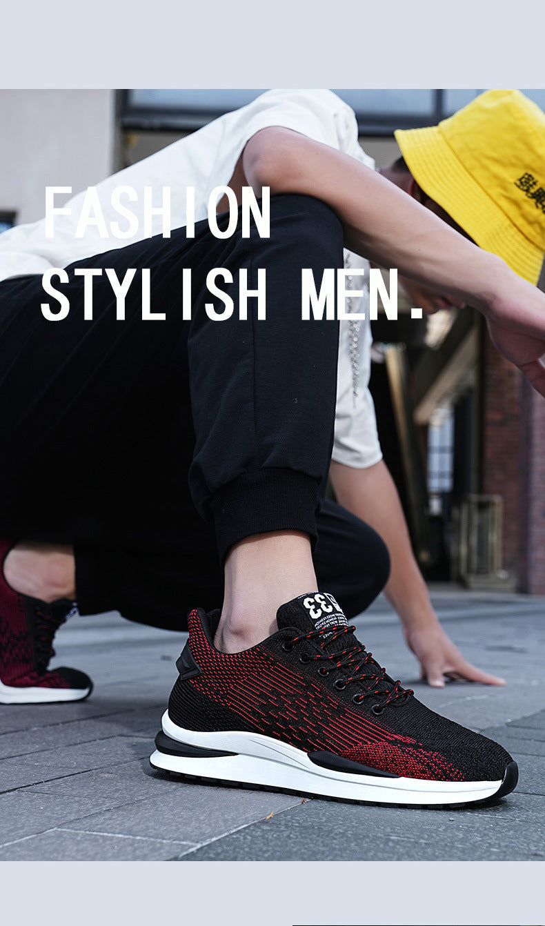 Chaussures pour hommes à semelle intérieure augmentant la hauteur, chaussures de sport respirantes à lacets