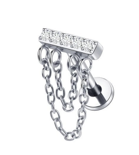 Couronne d'oreille en titane pur, fil interne, chaîne, pendentif, clous d'oreille, trèfle, Labret, produit de perçage