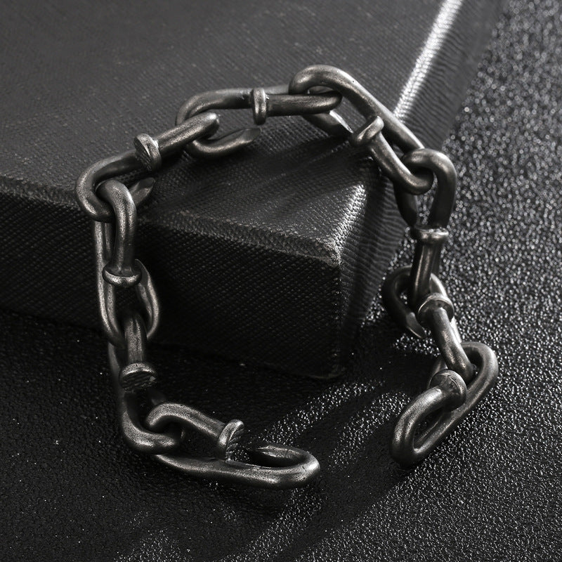 Retro Retro Style Personality Design Hook Buckle Titanium Steel Men's