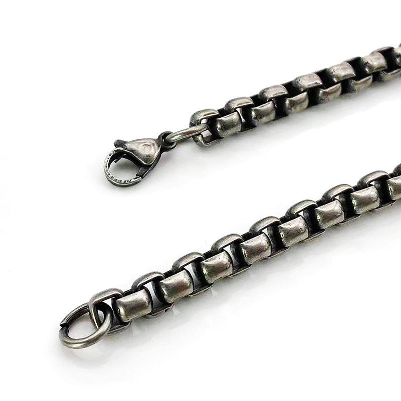 Bracelet pour homme avec perles carrées vieillies et vintage, ne se décolore pas