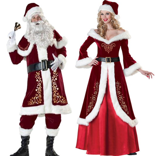 Costume de couple de Père Noël, robe de Noël