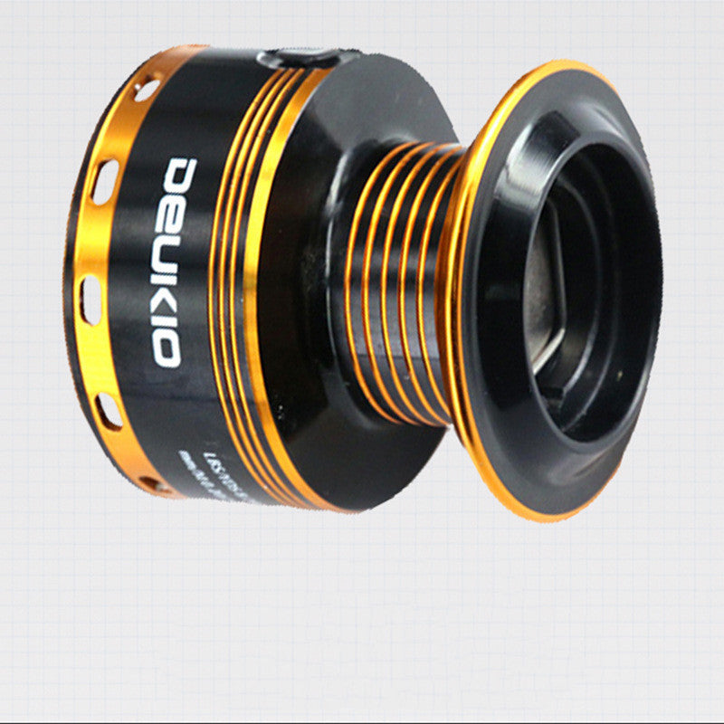 Carrete de pesca con cabeza de metal.