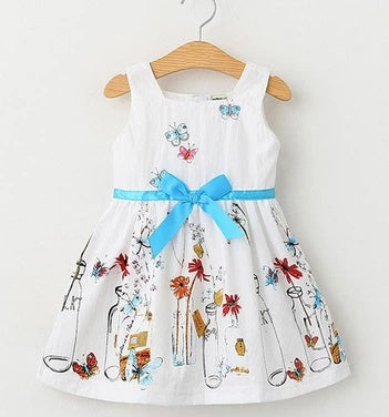 Vestido niña niña blanco floral mariposa falda bebé Princesa