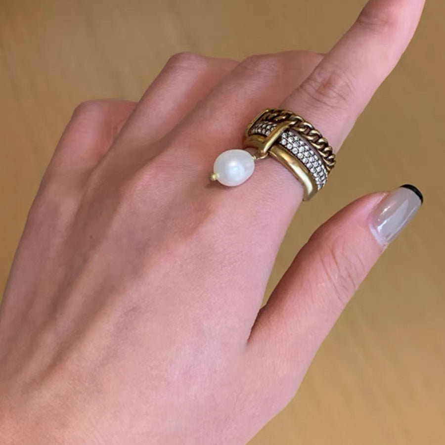 Retro Multi-layer Baroque Pearl Ring For Women