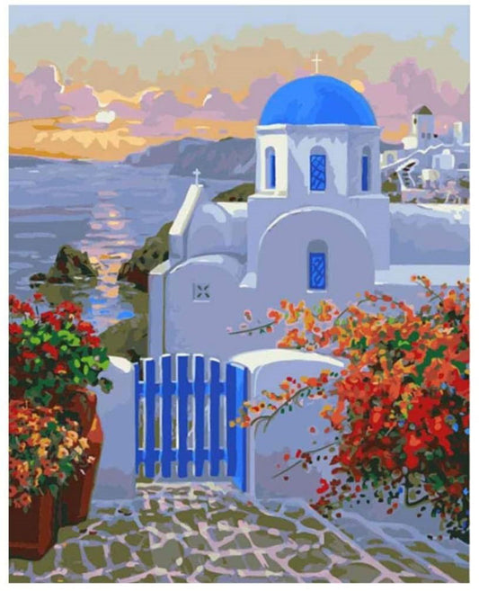 Patrón de villa con vista al mar 40*50 pintura al óleo digital sin marco DIY