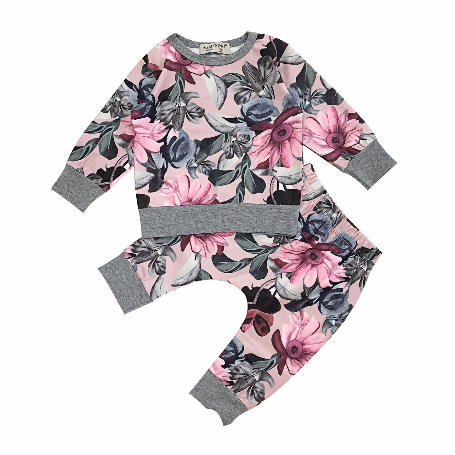 Conjunto de ropa de estilo otoñal para niña, ropa para recién nacido, traje con estampado de flores de ocio, conjuntos de ropa para niña