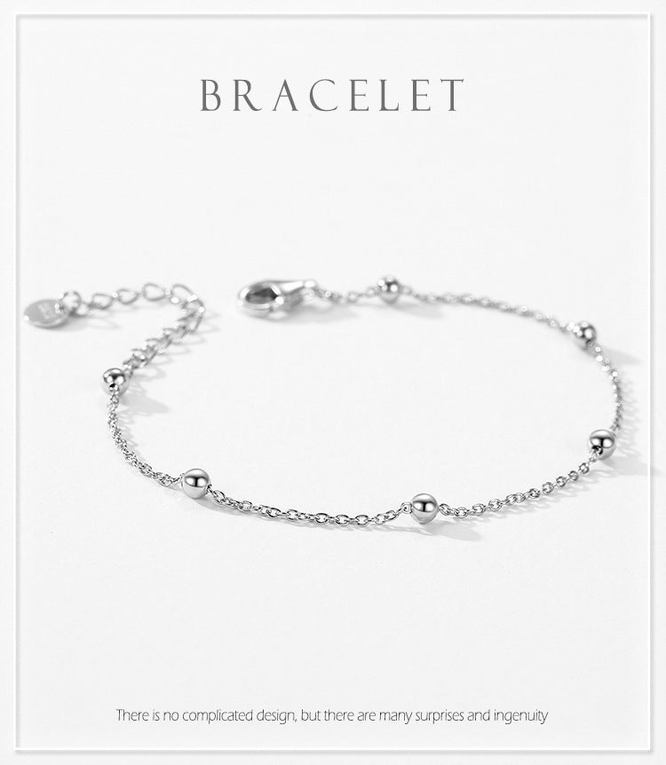 Sterling Silver Beaded Wire Bracelet For Women