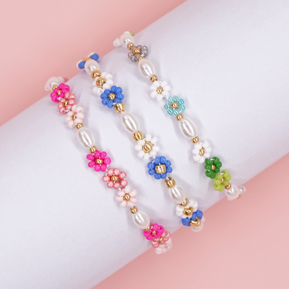 Bohemian Christmas Flower Gold Buckle Stretch Shell Women's Bracelet