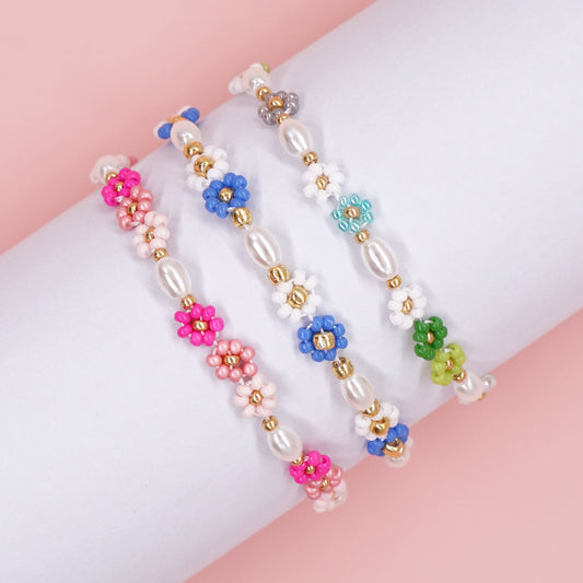 Bohemian Christmas Flower Gold Buckle Stretch Shell Women's Bracelet